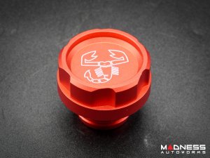 FIAT 500 Oil Cap - CFP - Red Anodized Billet - w/ Scorpion Logo FIAT 500 Oil Cap - CFP - Red Anodized Billet - w/ Scorpion Logo